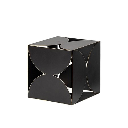 Palacedesigns 6 in. Contemporary Black Metal Geo Cube Sculpture PA3098173